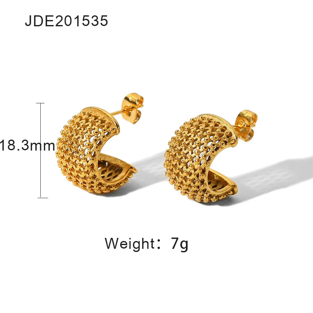 Meadow Gold Grid Stud Earrings - JDE201535