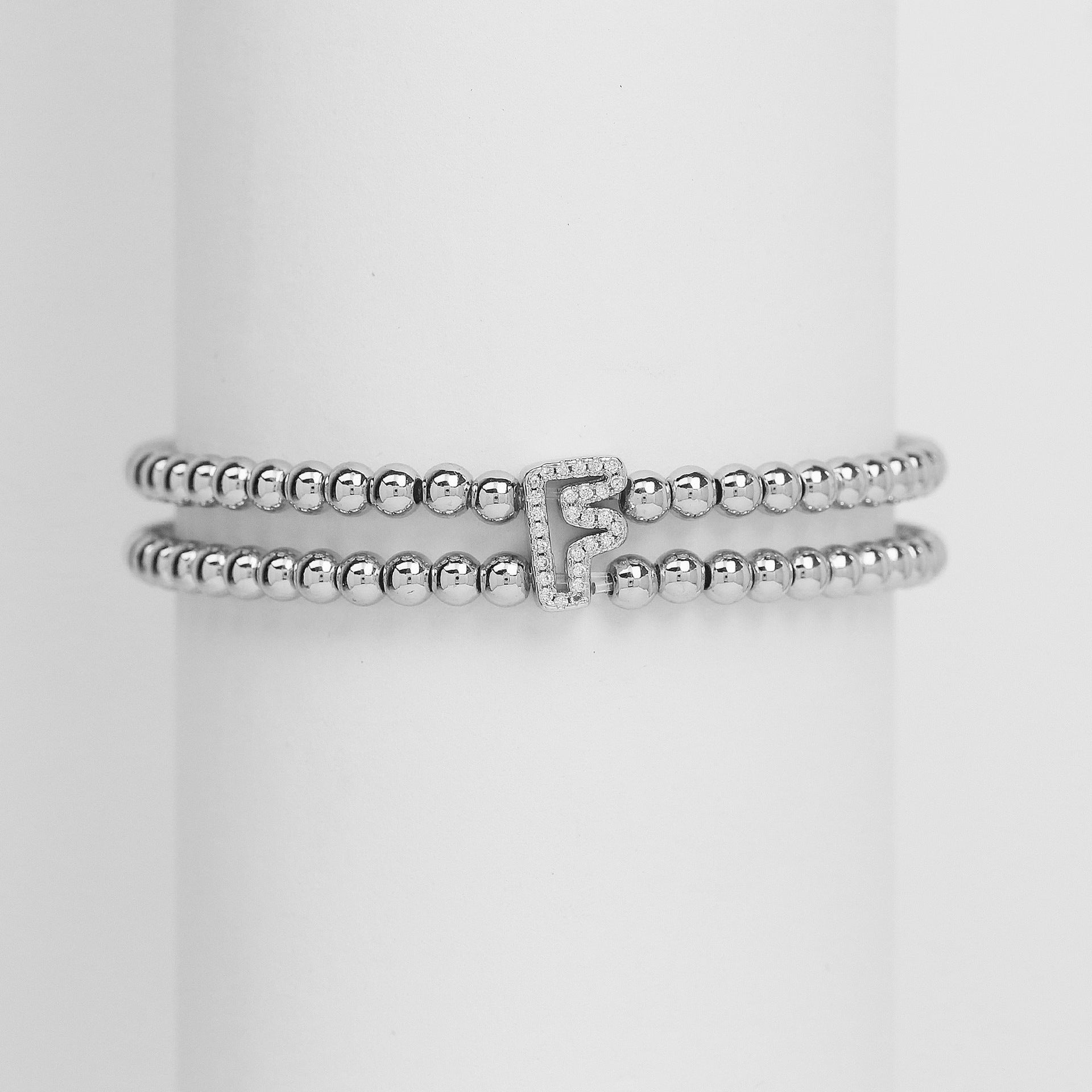 Alexandra Bubble Initial Bracelet - Silver F [RTTM0ULD]