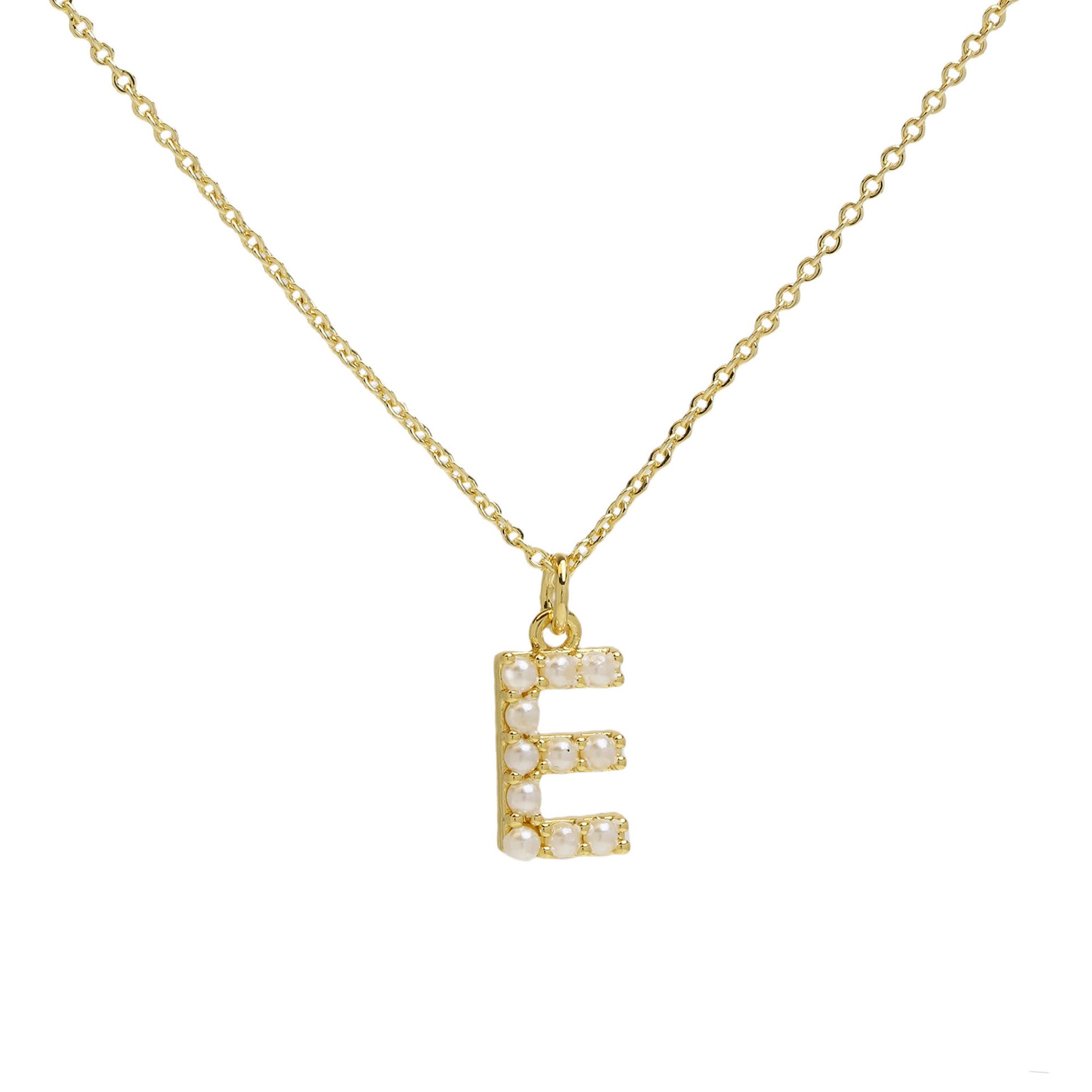 Ayaana Pearl Initial Necklace - Initial E [B4GIZEG5]