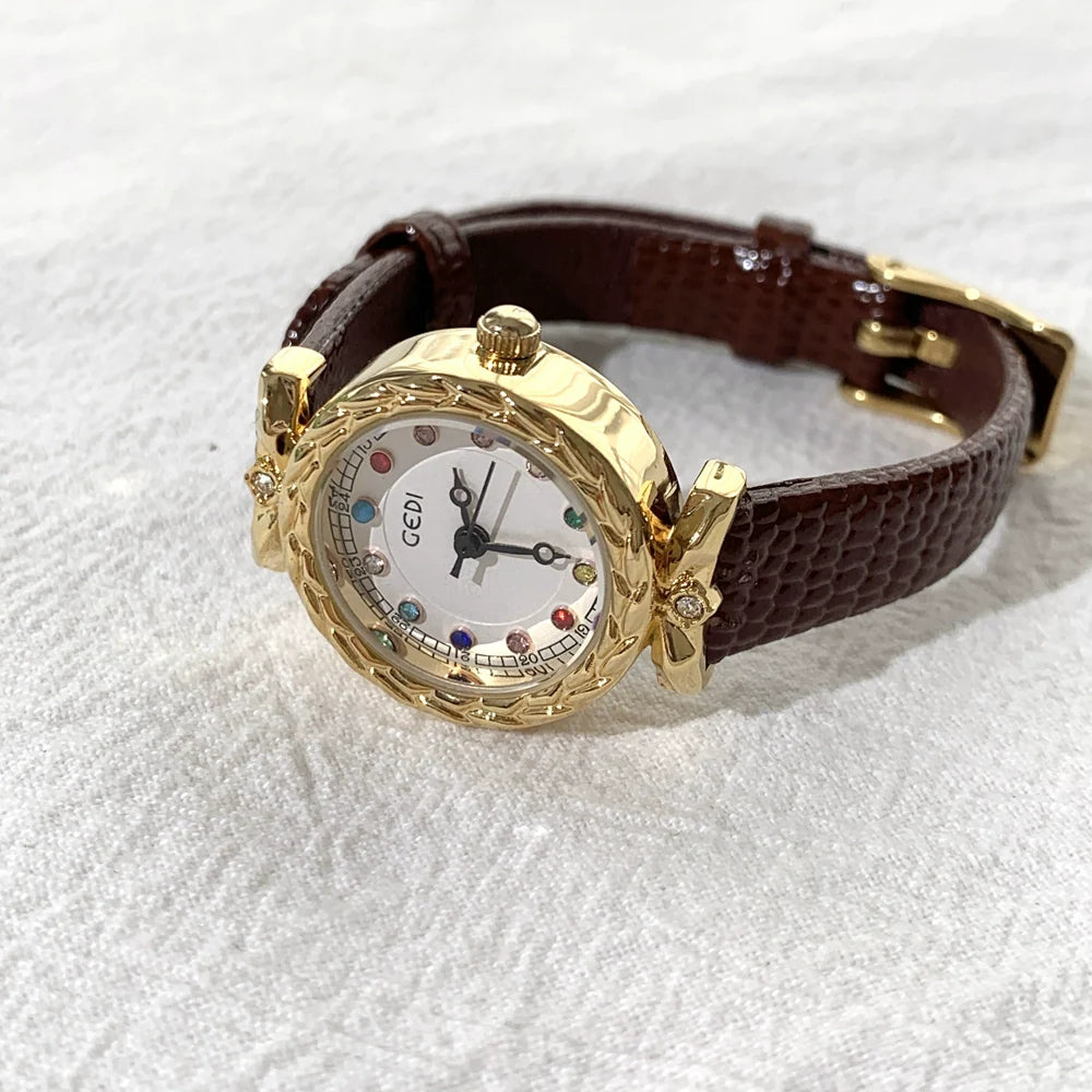 Rita Vintage Leather Watch - Vintage Brown