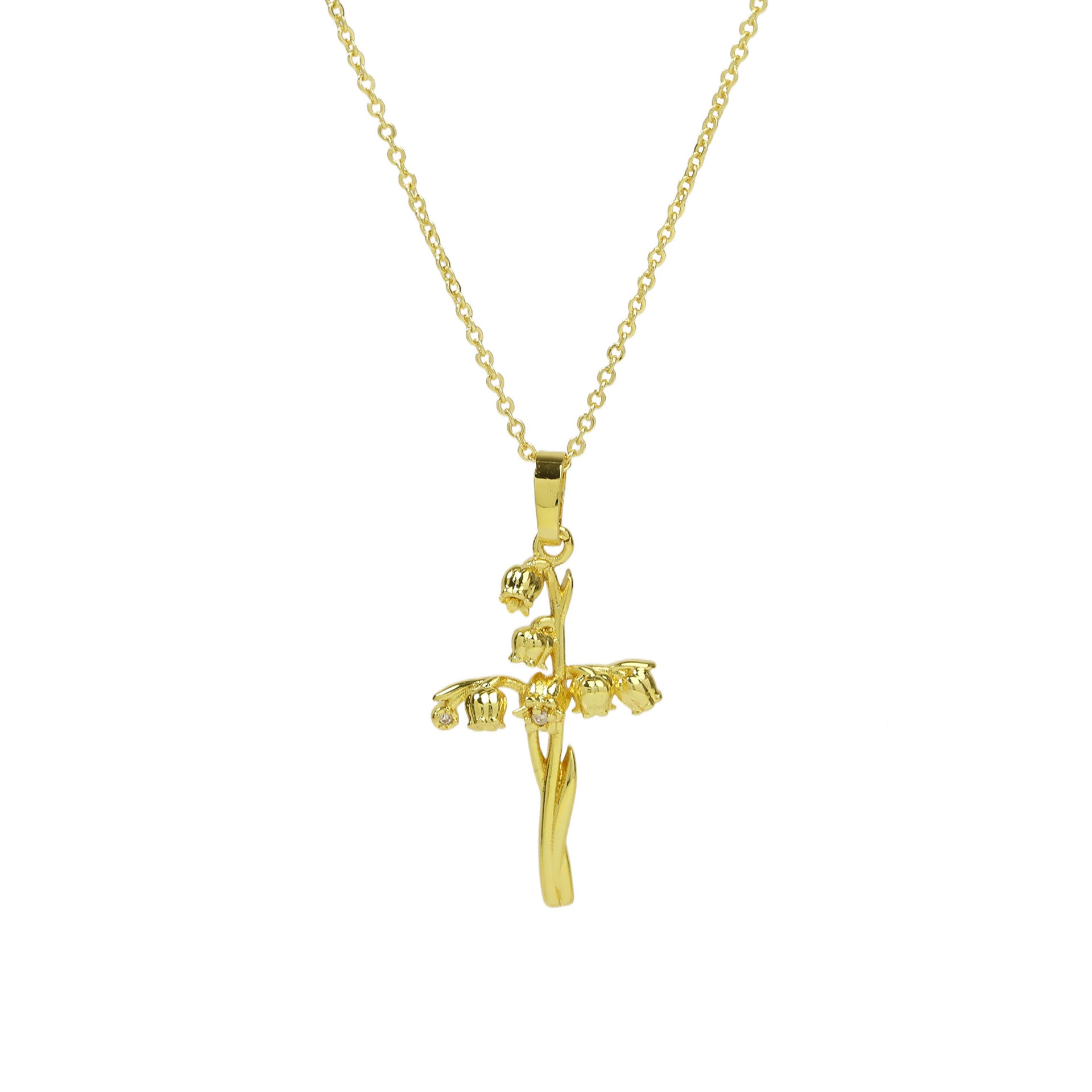 Alaiah Birth Flower Cross Necklace - May [CI4WY06X]