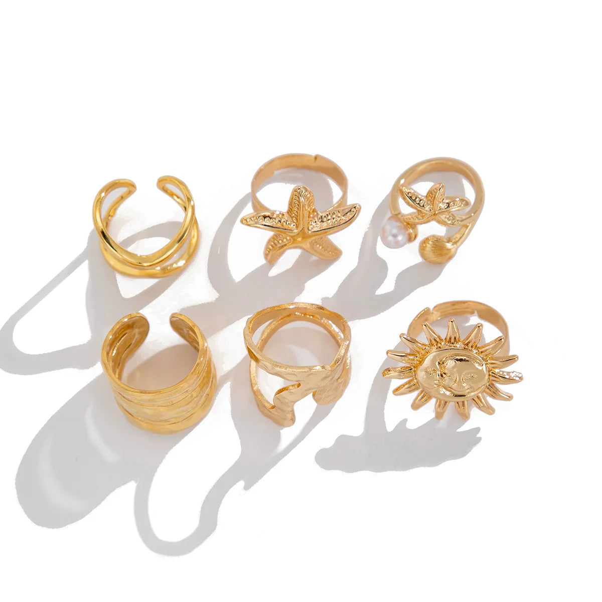 Sariyah Sunlit Ring Set - Light Gold Sun Style