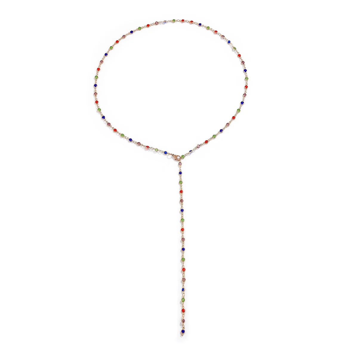 Casey Crystal Chain Necklace - Colorful Crystal