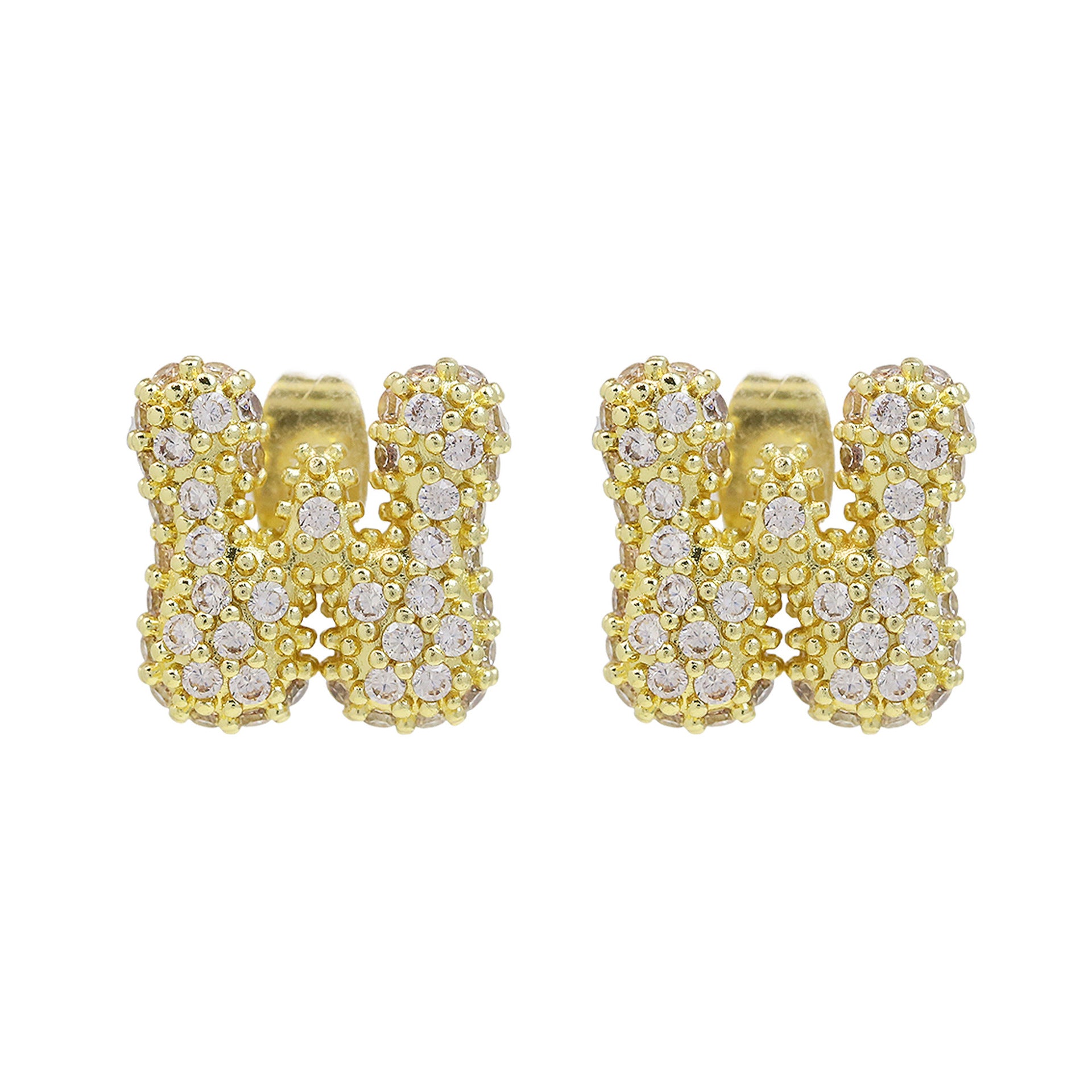 Lillyann Zircon Bubble Letter Earrings - W [0ZNEBRAG]
