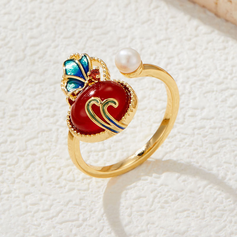 Akira Gourd Agate Pearl Ring - Style 1 [9IHDZ37Q]