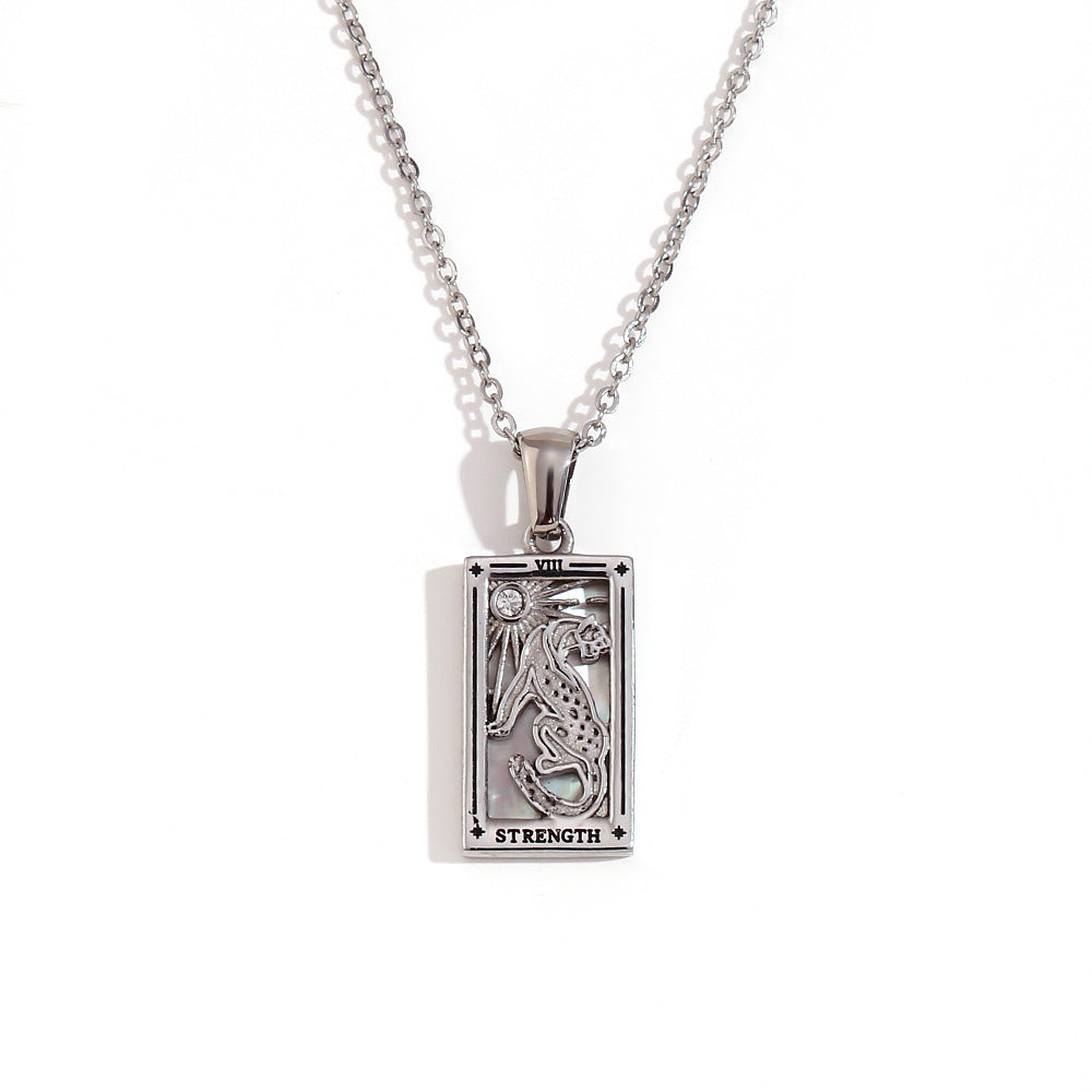 Avalyn Tarot Pendant Necklace - Steel - Strength [3YRDR1X2]