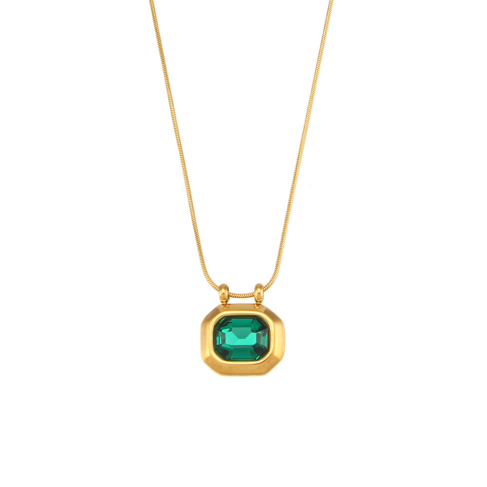 Amanda Gold Zircon Necklace - Green [U3H13OFF]