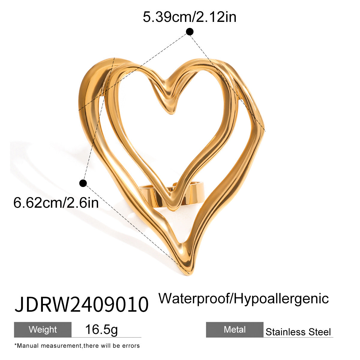 Zanyla Sculpted Heart Ring - JDRW2409010 [9FK9CDW6]