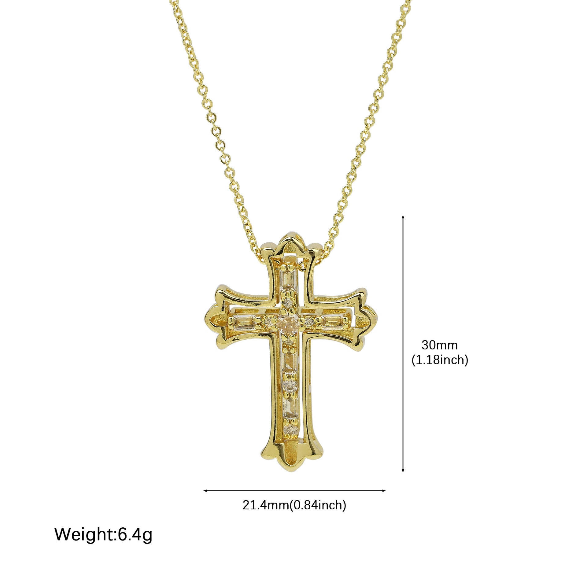 Jazleen Zircon Paved Cross Necklace - Style 3 [R2ZNT7M0]