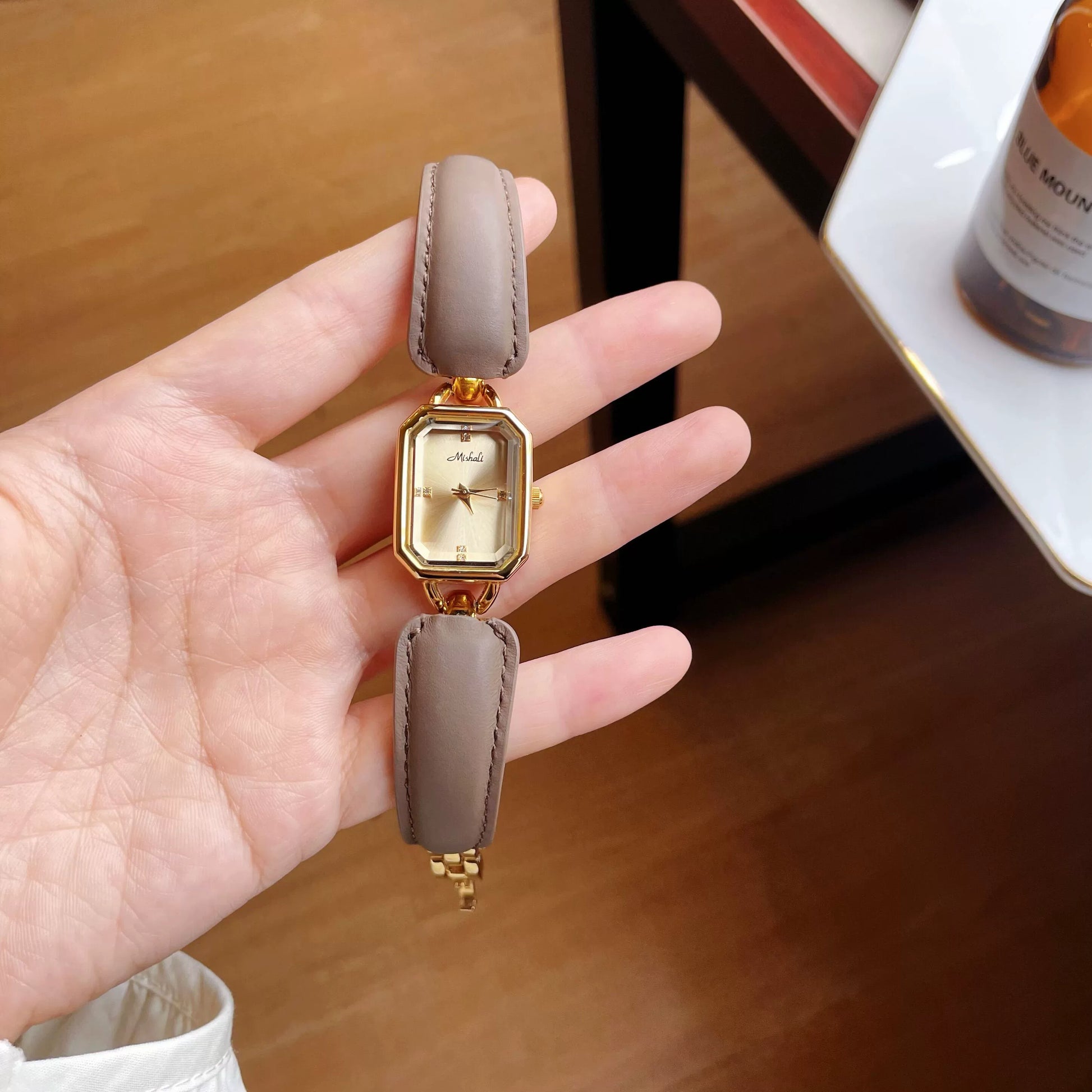 Joelle Luxe Chain Watch - Gold Dial Coffee Strap