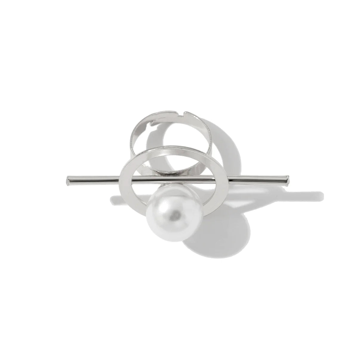 Zada Pearl Bloom Rings - Bar Circle Silver