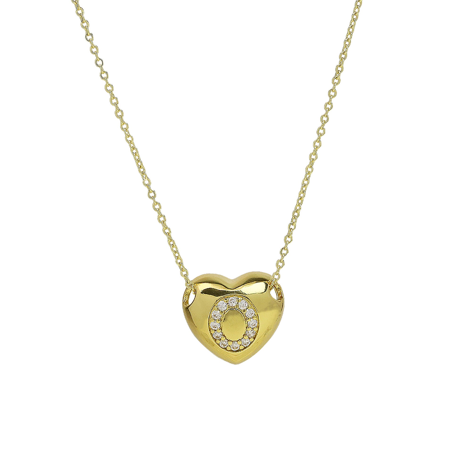 Una Heart Initial Necklace - Letter O [WRTMKOYJ]