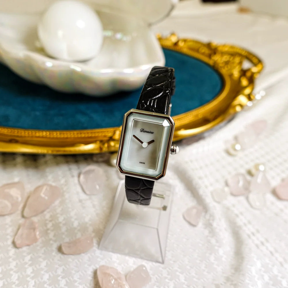 Jariyah Petite Square Croc Watch - Halo Mother-of-Pearl