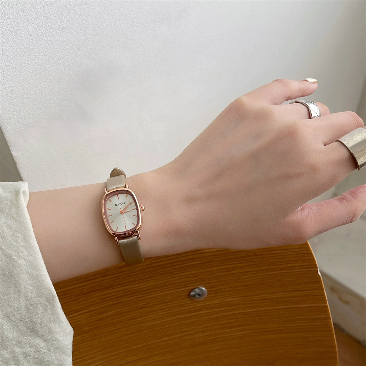 Kristin Petite Oval Watch - Khaki Strap [HFDQEGN7]