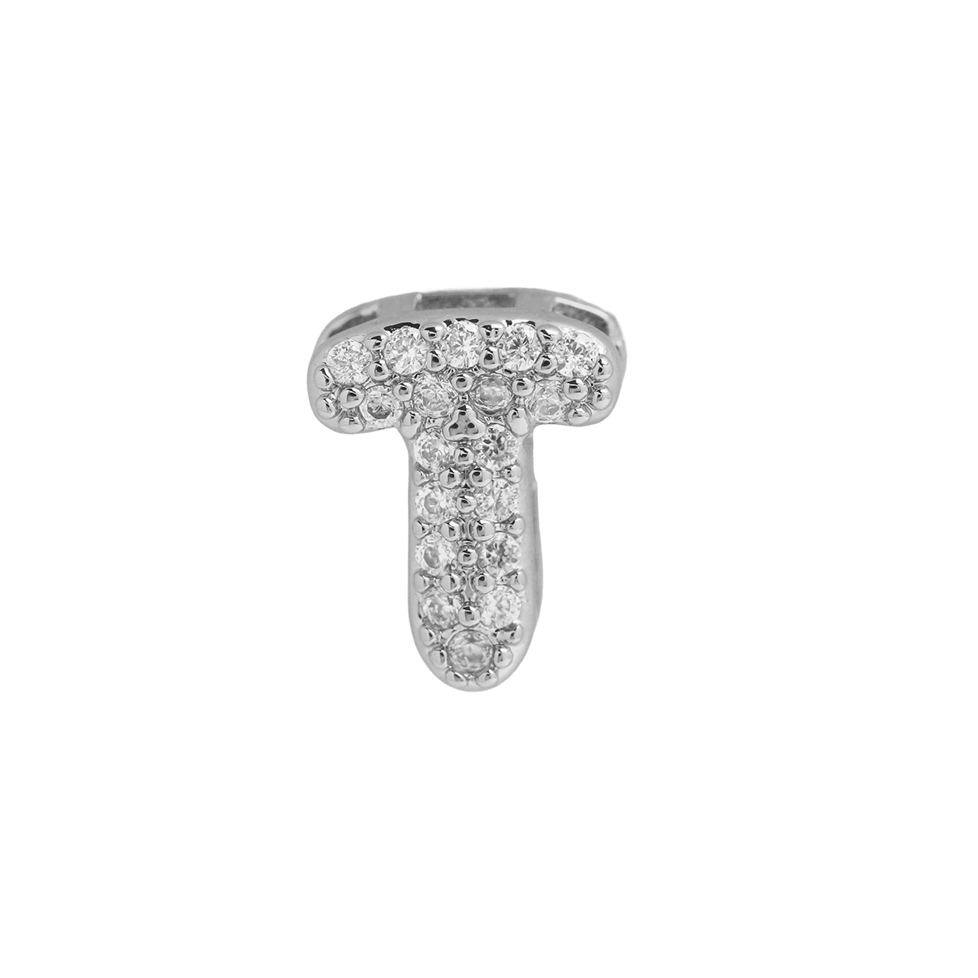 Rosalyn Bubble Letter Necklace - Silver Letter T Pendant [XAMK13GJ]