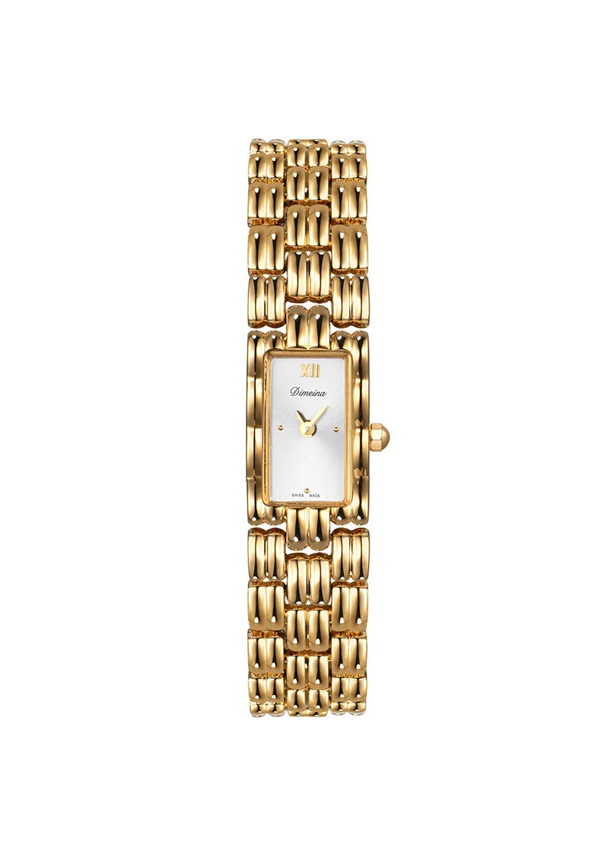 Arika Vintage Square Bracelet Watch - Gold White Face