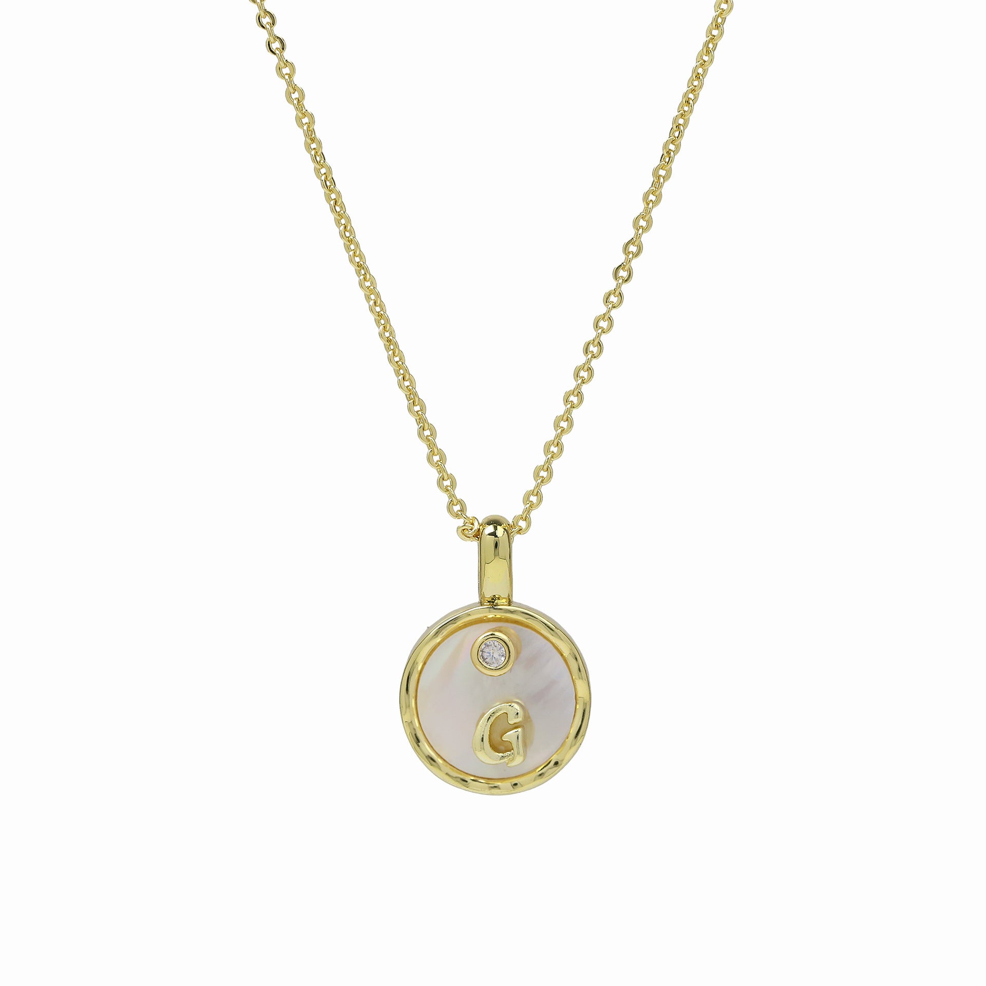 Haset Cursive Initial Pearl Necklace - Initial G [HUCRBGKC]