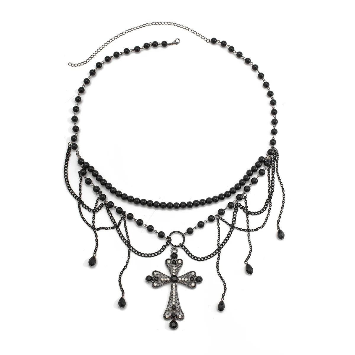 Jesslynn Faux Pearl Waist Chain - Black