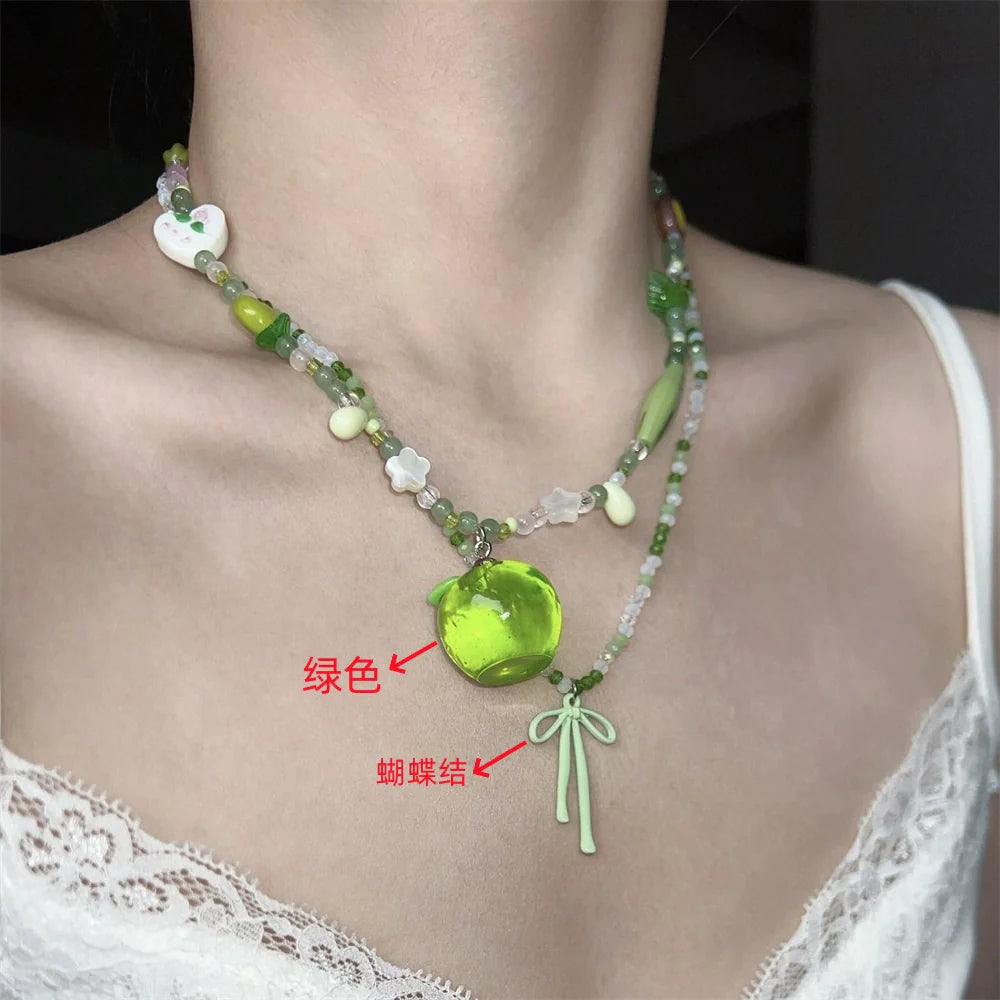 Brookelyn Green Apple Charm Necklace - Green