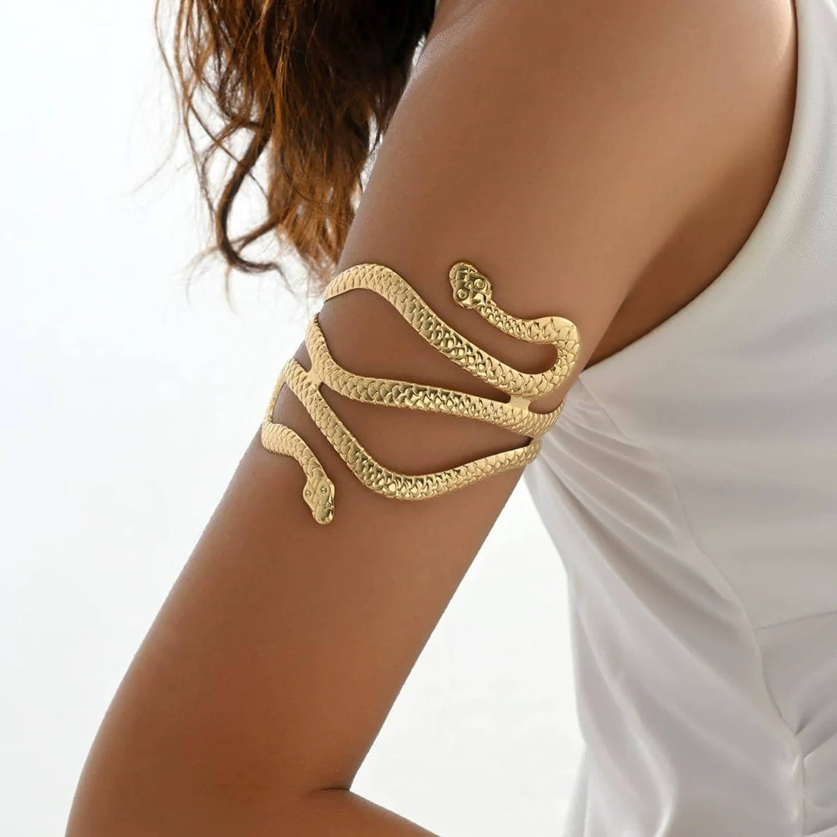 Laurel Coiled Serpent Arm Cuff - Gold