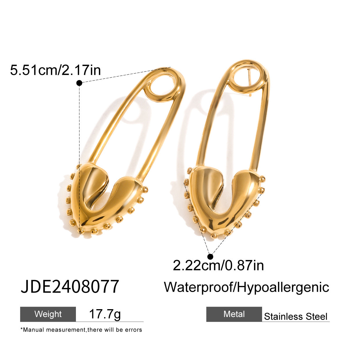 Tianna Gold Pin Heart Earrings - JDE2408077 [ZNFBKYUL]