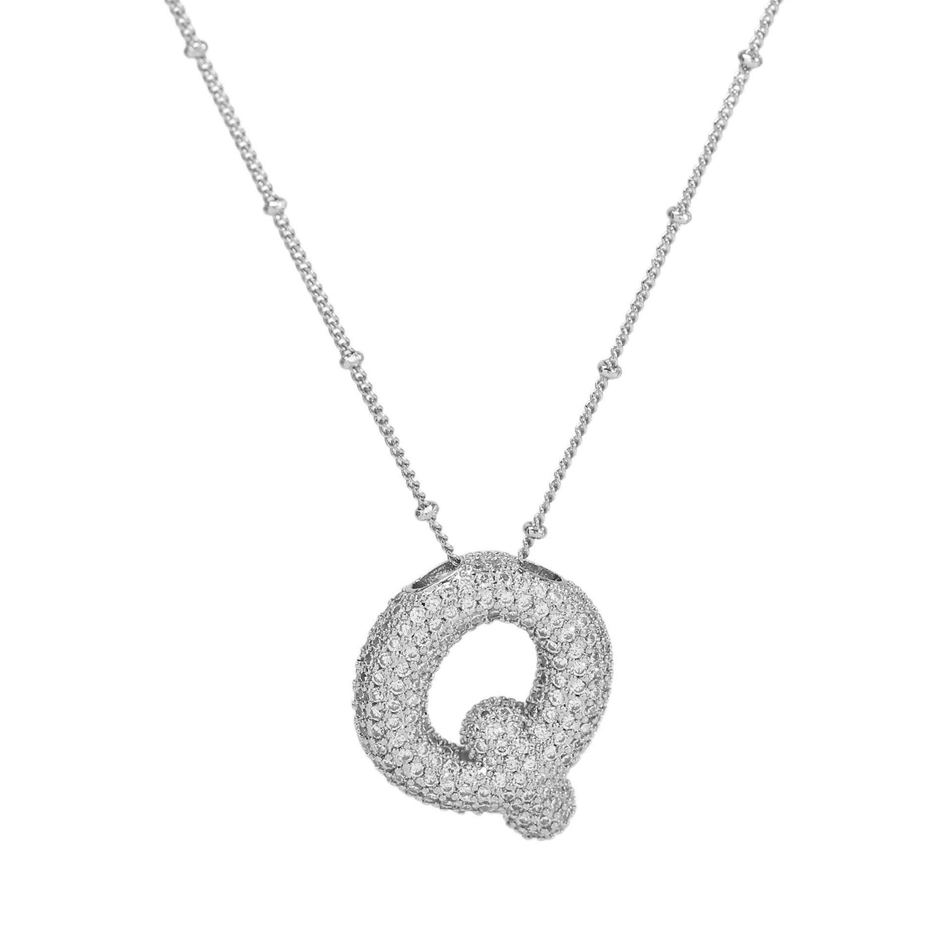 Fynlee Bubble Initial Necklace - Silver Q [T759G5QR]