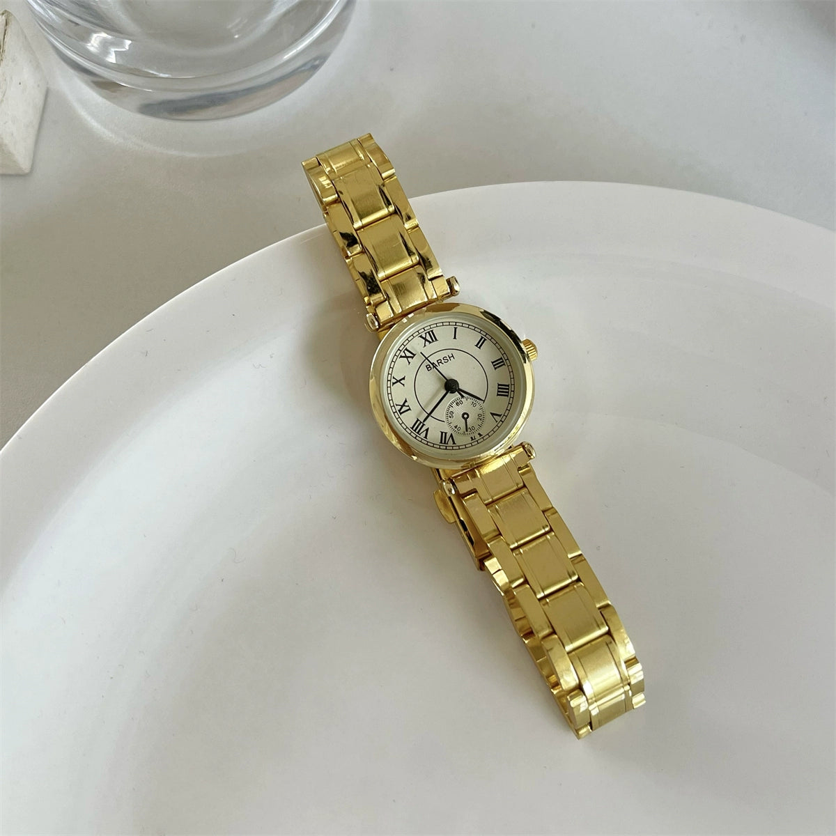 Rome Vintage Gold Watch - Gold Band Gold Dial (Roman, Faux Hands) [VIZI19LN]