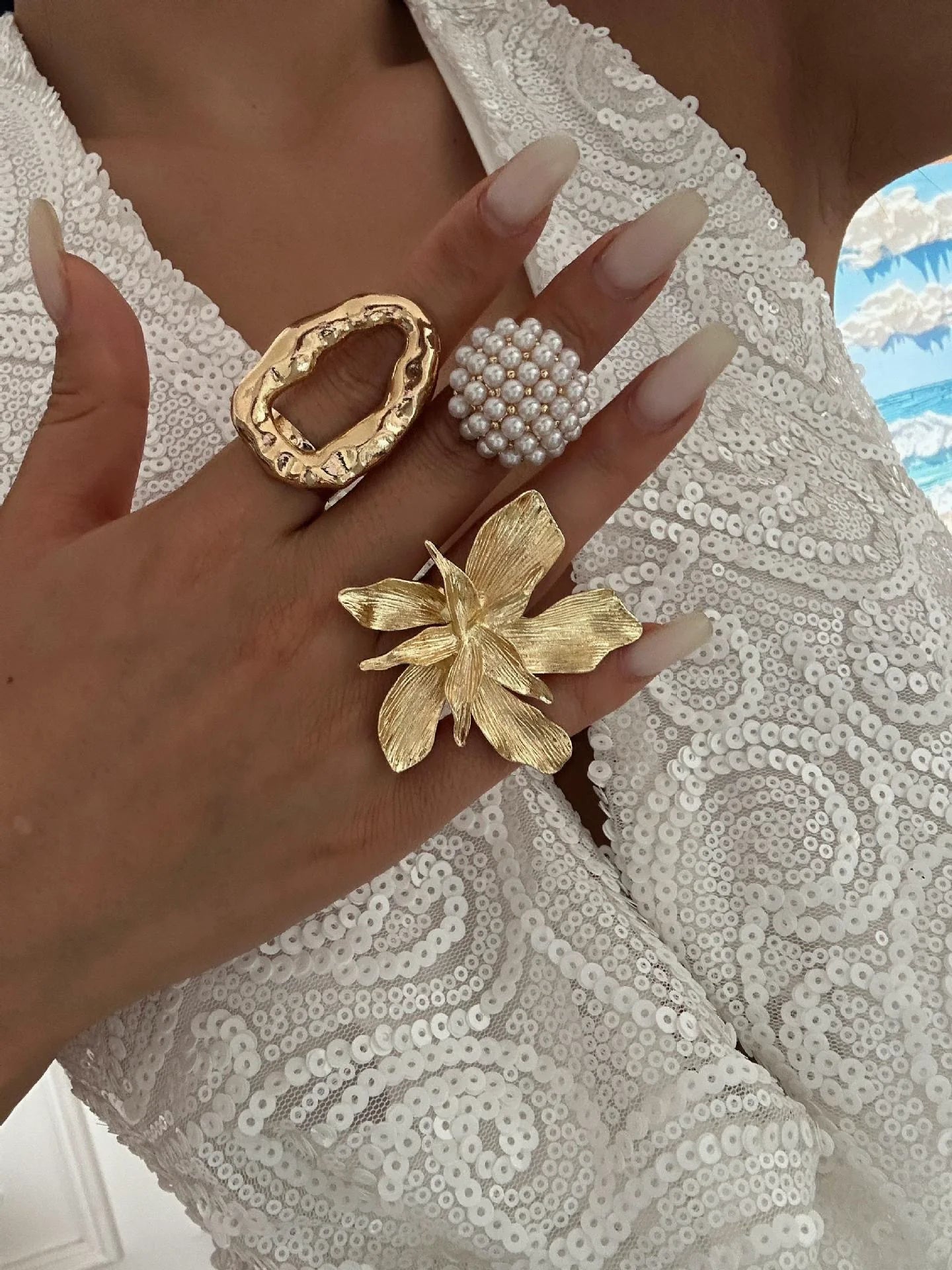 Kala Blossom Ring Set - Set of Three Rings, Not Sold Separately