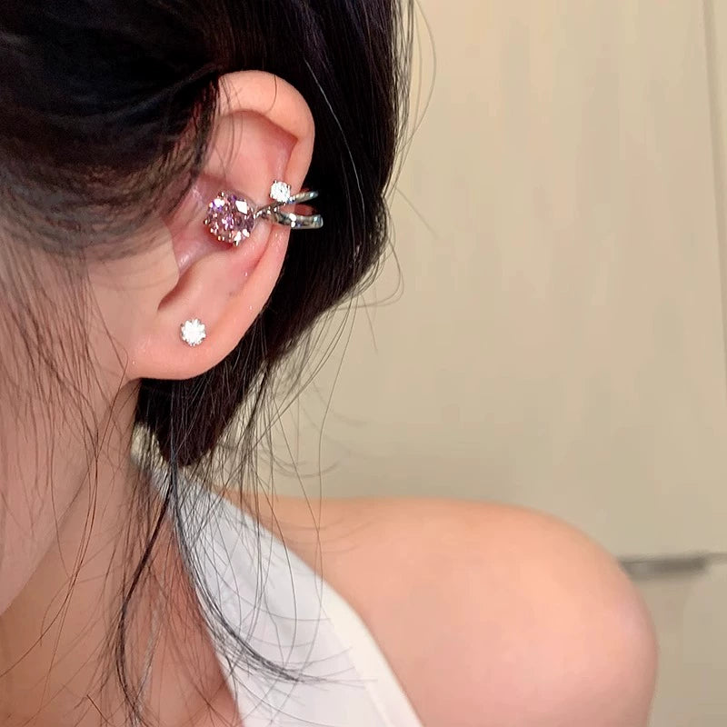 Sabrina Sparkling Bulb Ear Cuff - Pink Single [1TH0XZDL]