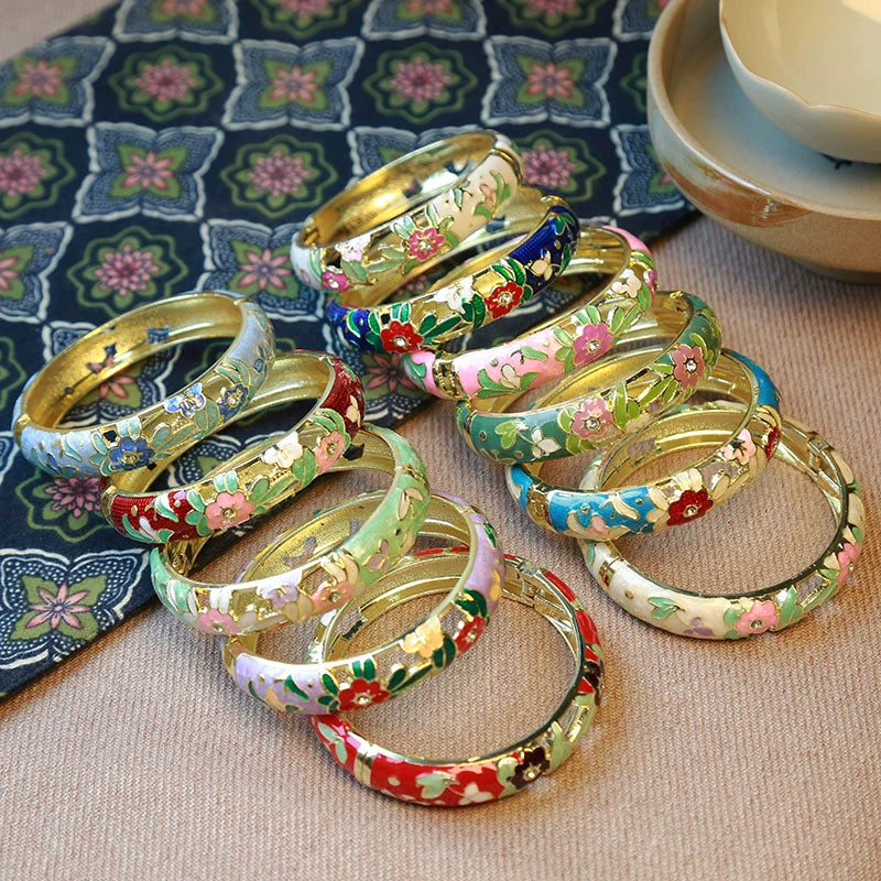 Eniola Cloisonné Cuff Bracelet - Inner Diameter 6cm, Width 1.3cm [X8M0YWAY]