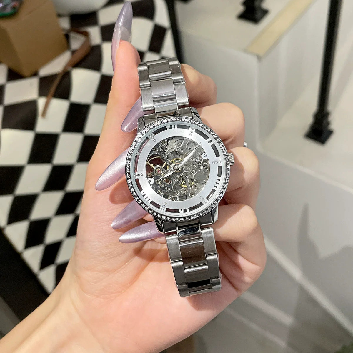 Reem Elegant Mechanical Watch - Silver