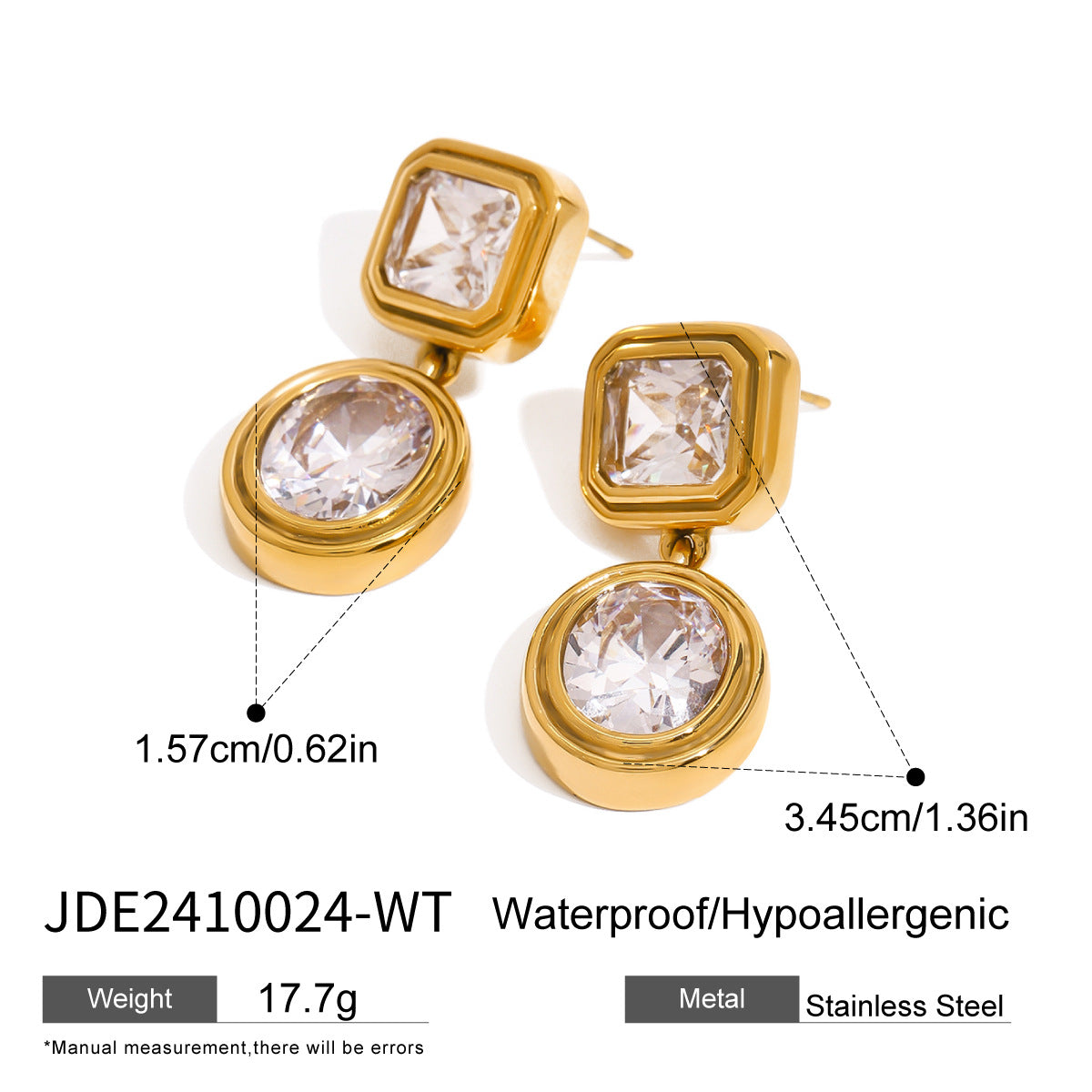 Tali Geometric Zircon Earrings - Silver Tone Zircon [GOBYKX3G]