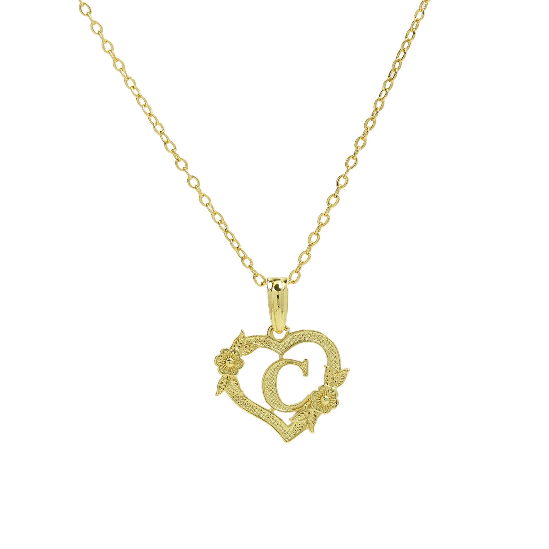 Isobel Initial Heart Pendant Necklace - Necklace C [7LCOZI74]