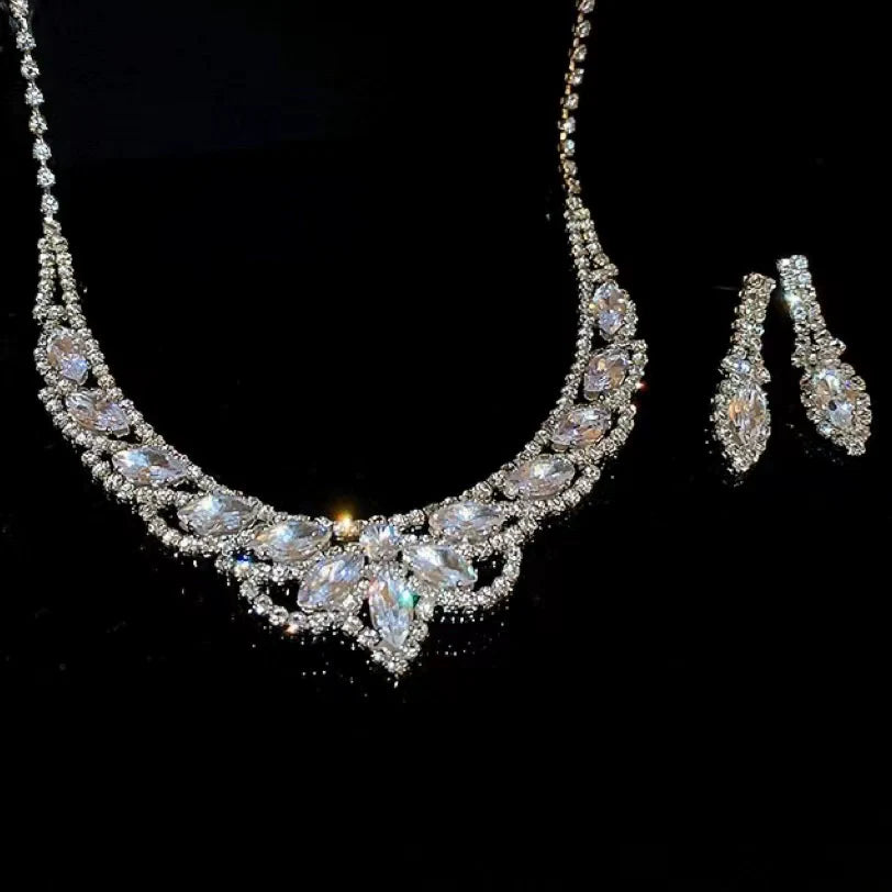Kareena Crystal Necklace Set - Necklace (with matching earrings)