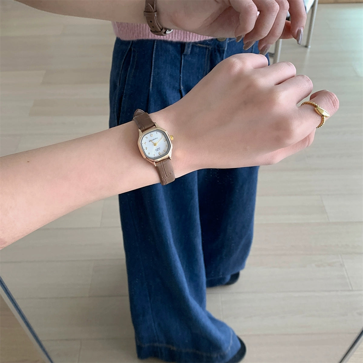 Kahli Minimalist Square Watch - Coffee [GPW07FCK]