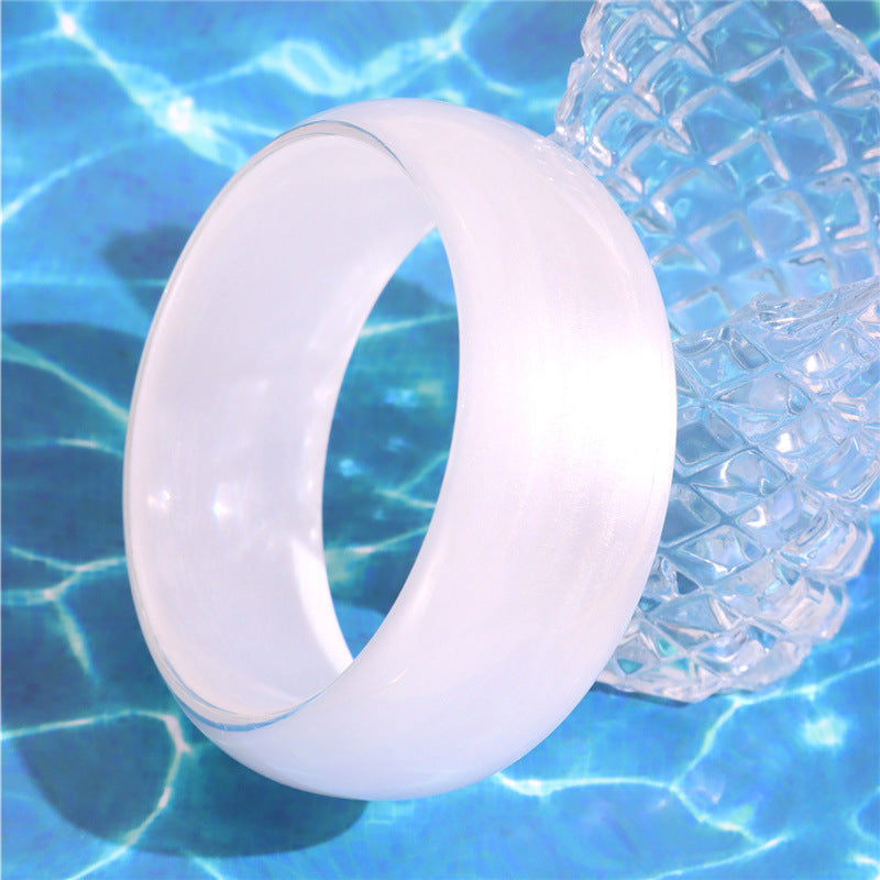 Kalilah Glitter Resin Bangle - White Striped [5WV6GFZH]