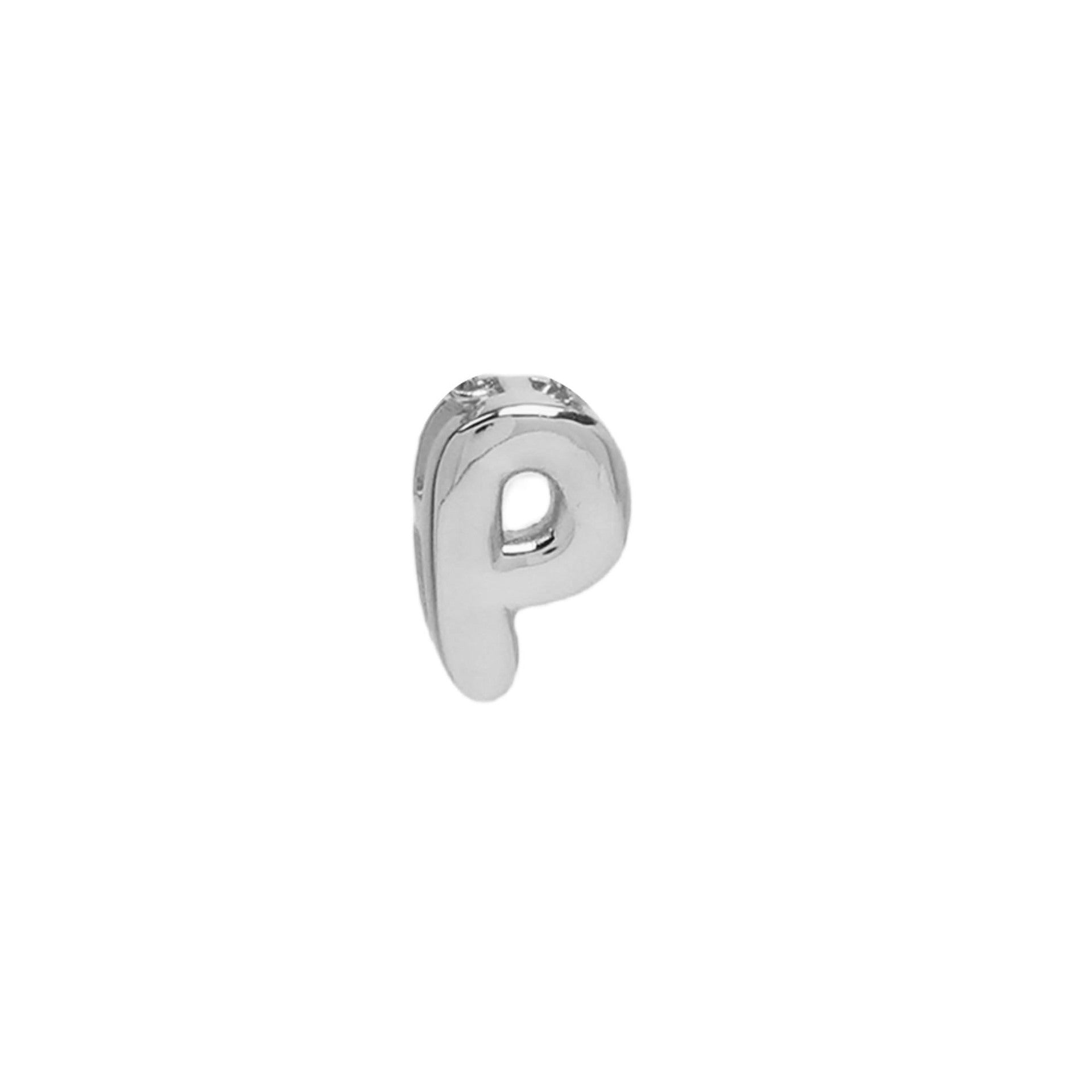 Devora Bubble Letter Necklace - White Gold Tone Letter P Pendant [QC8FLQ9V]