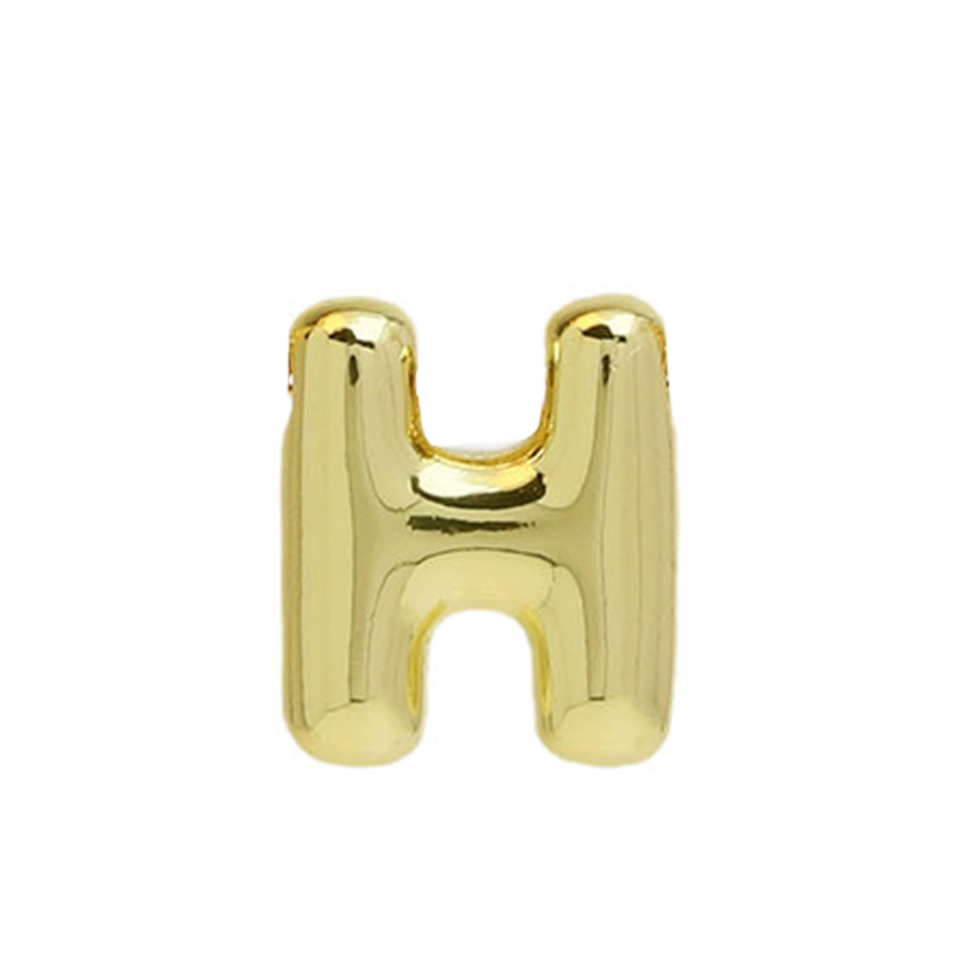 Vada Gold Bubble Letter Necklace - Gold H Pendant [EEFAOB83]