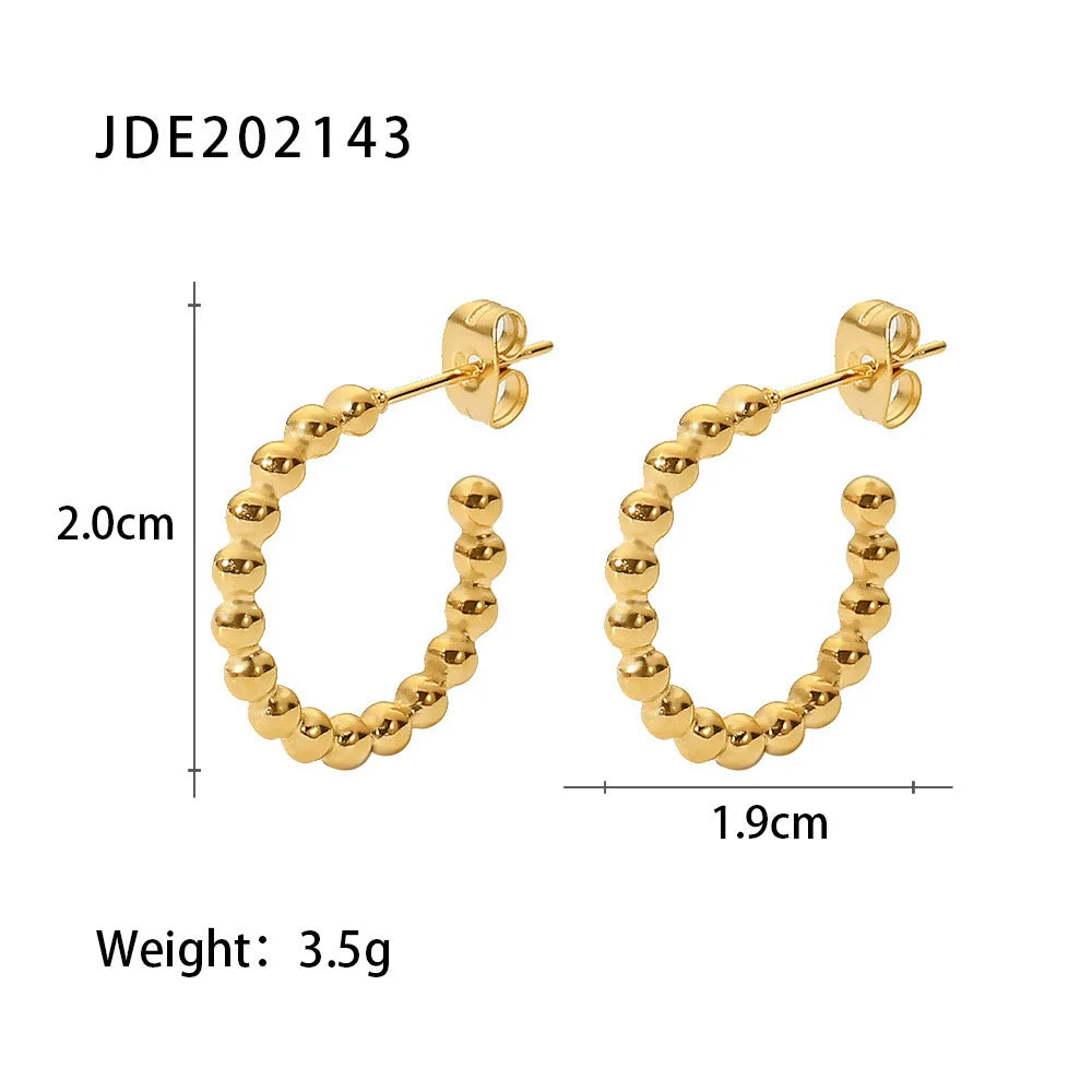 Kamarie C-Hoop Gold Bead Earrings - JDE202143