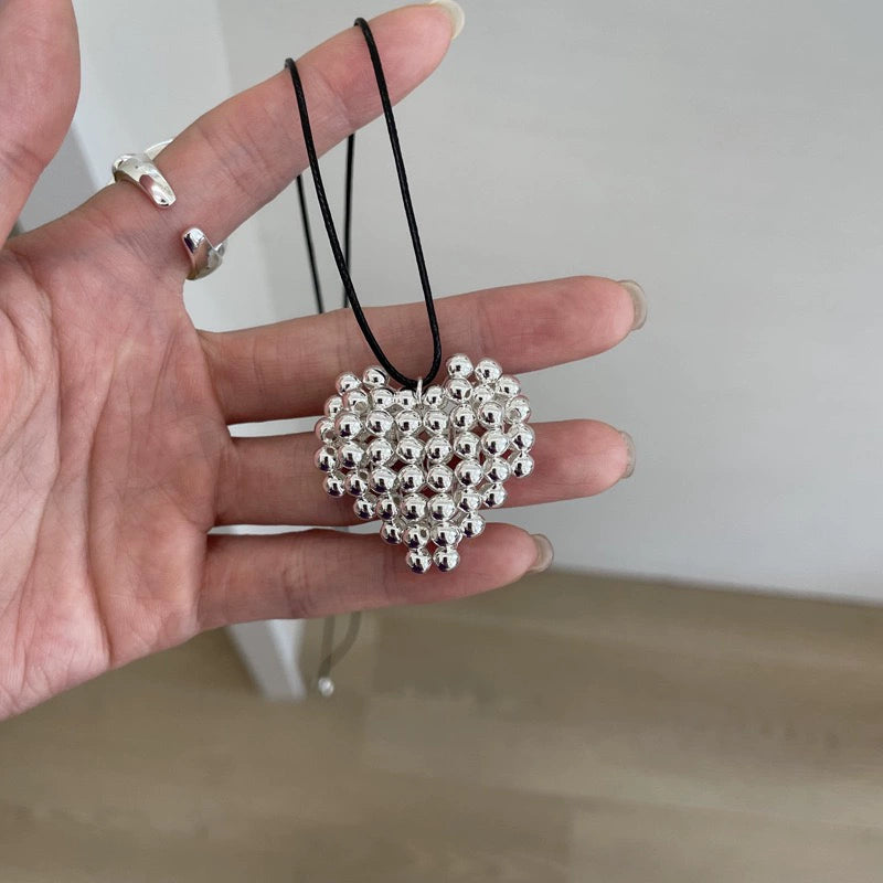 Makaela Elegant Heart Necklace - Black Cord Copper Heart Pendant [QUOZZJB0]