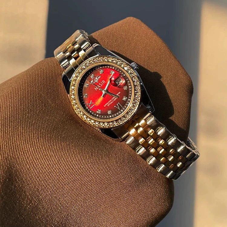 Evalee Large Dial Quartz Watch - Wine Red