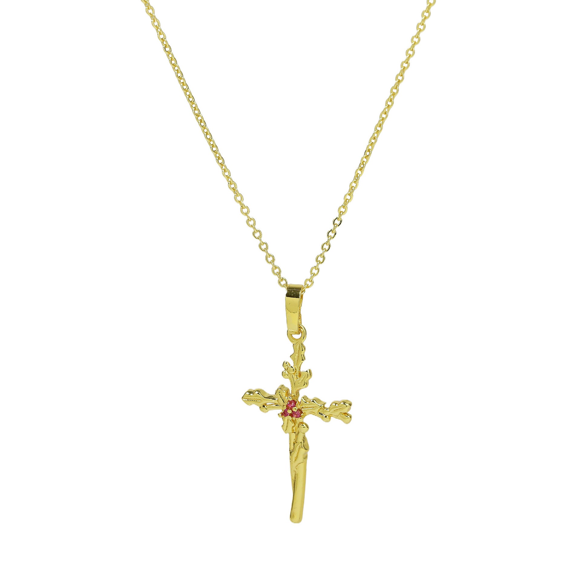 Alaiah Birth Flower Cross Necklace - December [GIB0AZ7N]