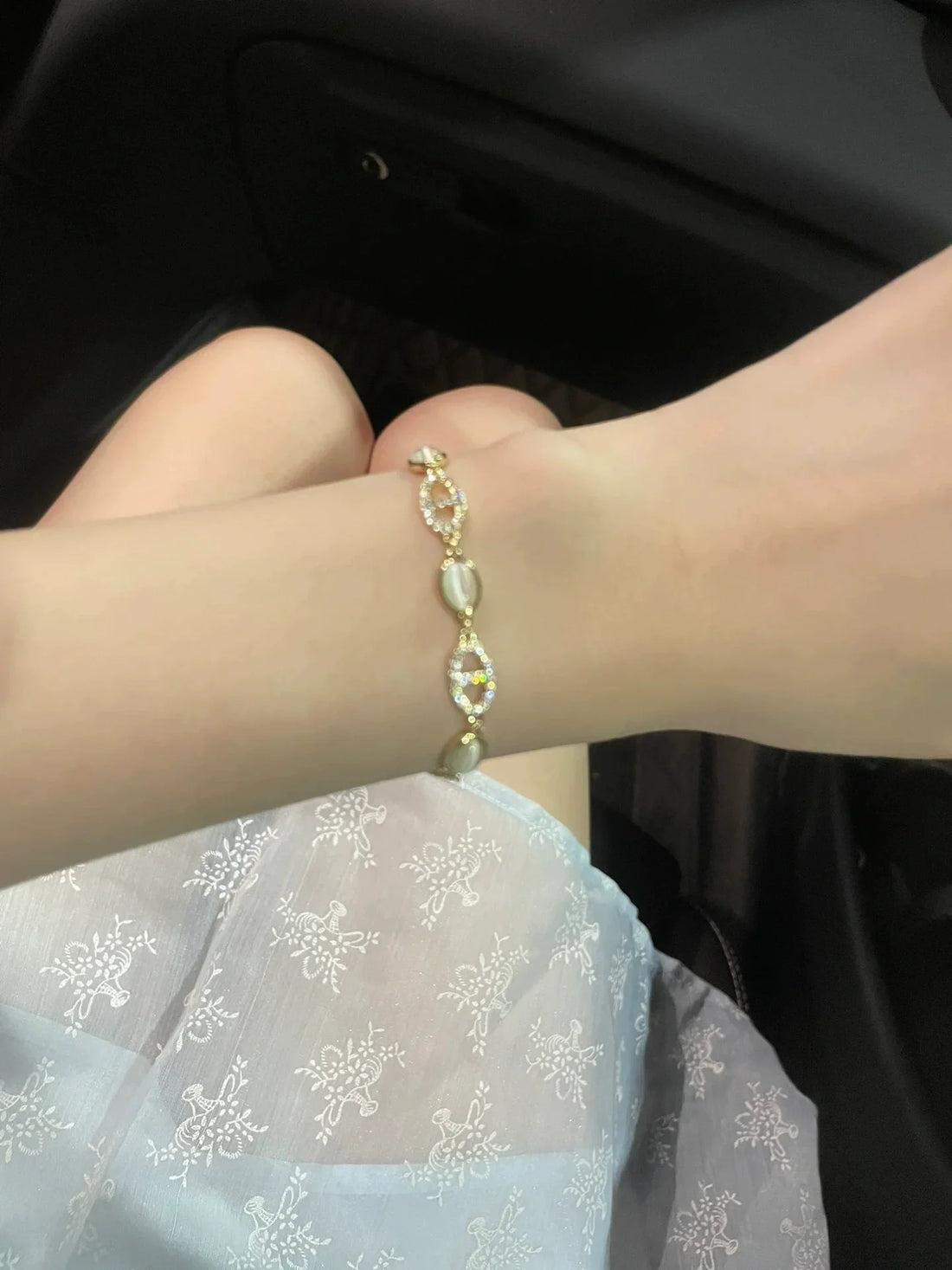 Bryar Iridescent Charm Bracelet - Pig Nose Cat's Eye Stone Bracelet