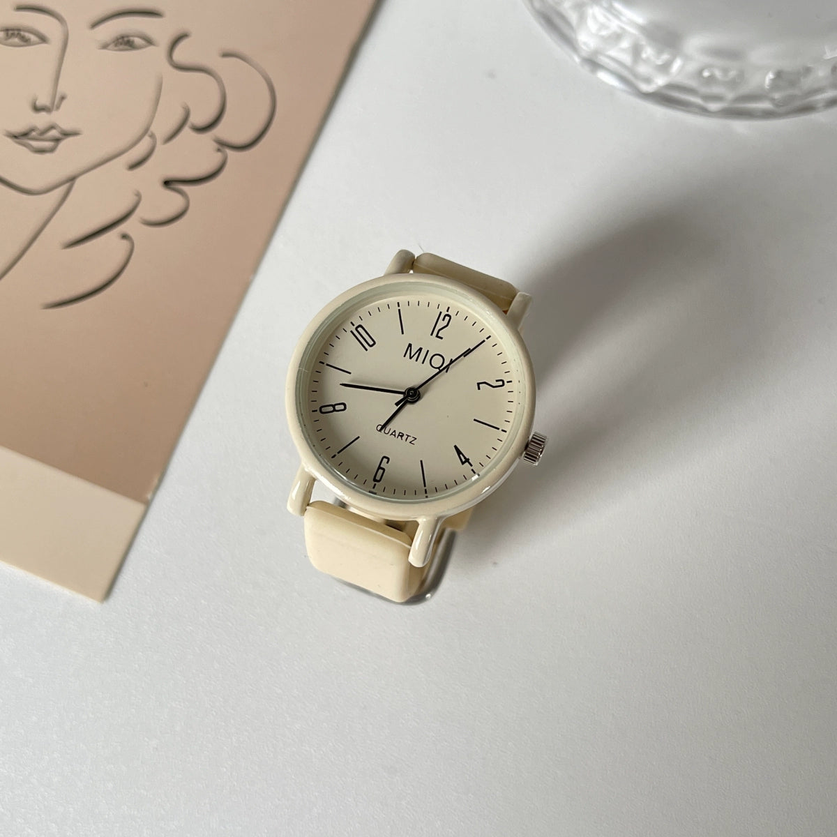Ariana Modern Square Wrist Watch - Milk Tea Round Dial [CSSE940X]