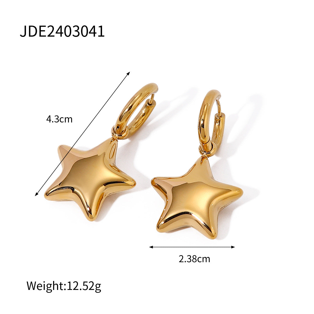 Blessin Gold Star Stud Earrings - JDE2403041 [P3UJ3XER]