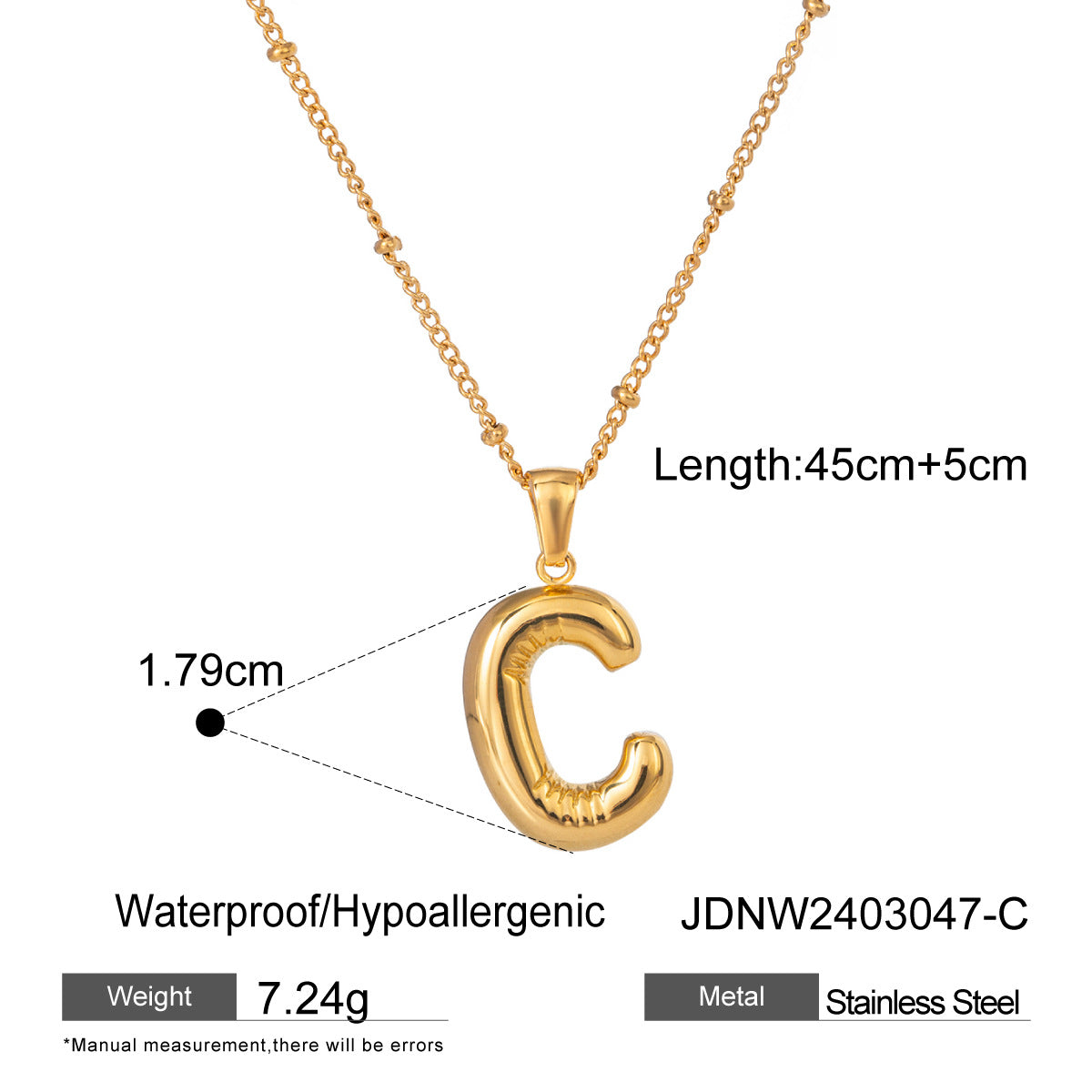 Rayana Initial Letter Necklace - C [06G4T60I]