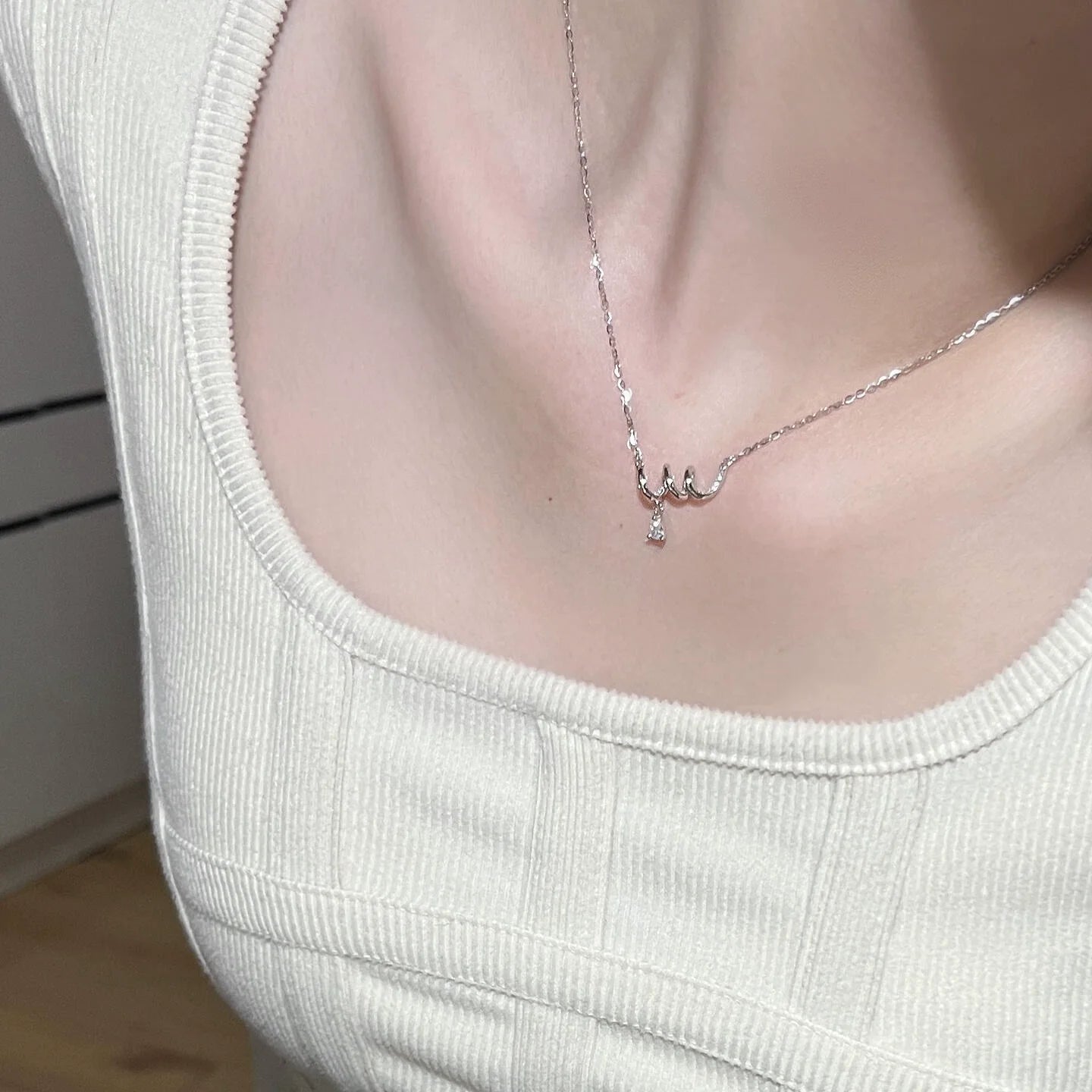 Rebecca Sterling Zircon Teardrop Necklace - Spiral Curve Necklace