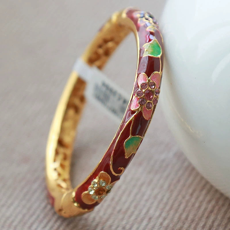 Sofi Flower Enamel Bracelet - Kid's Red (47mm) [LDFNO7PG]