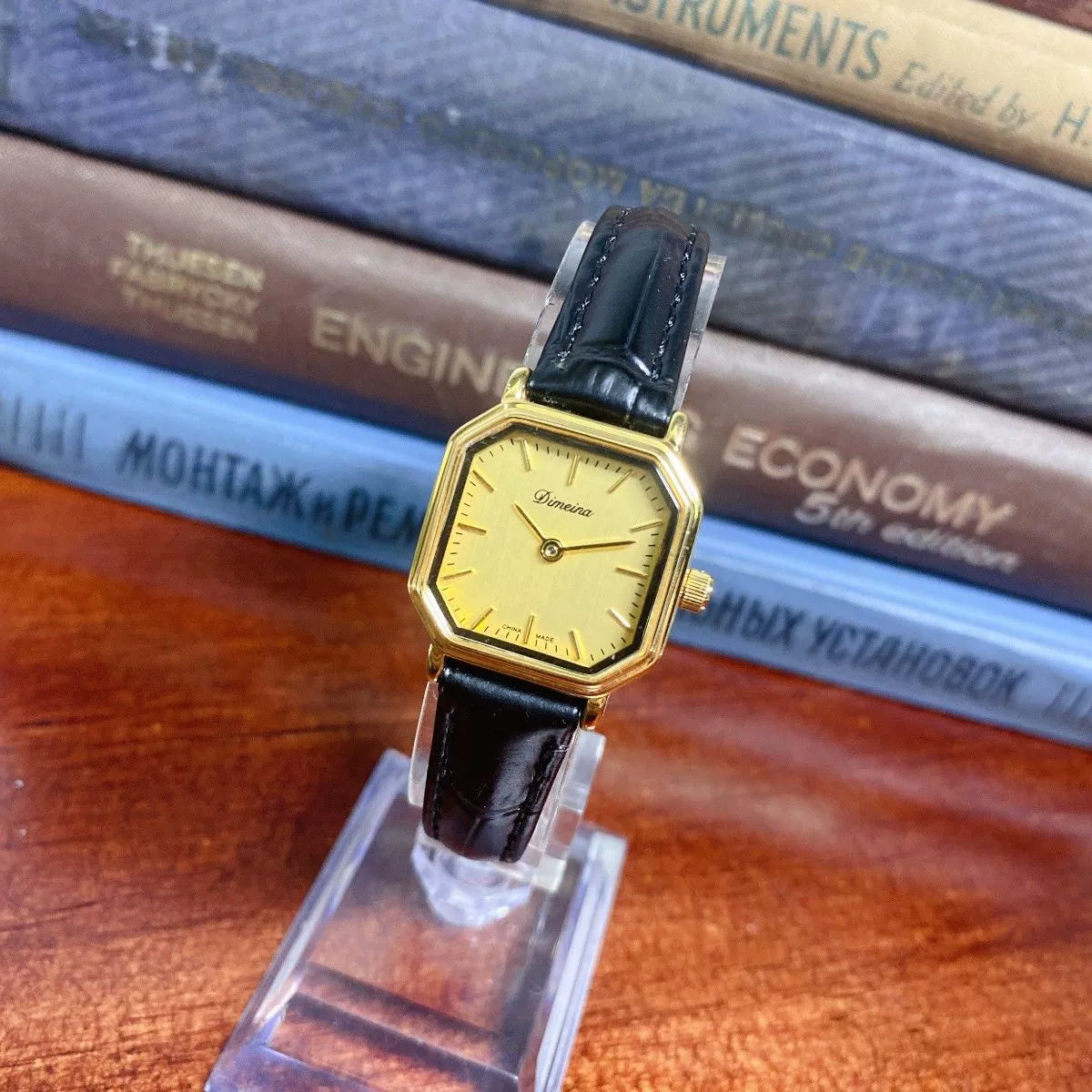 Annalicia Petite Square Watch - Black Gold Face
