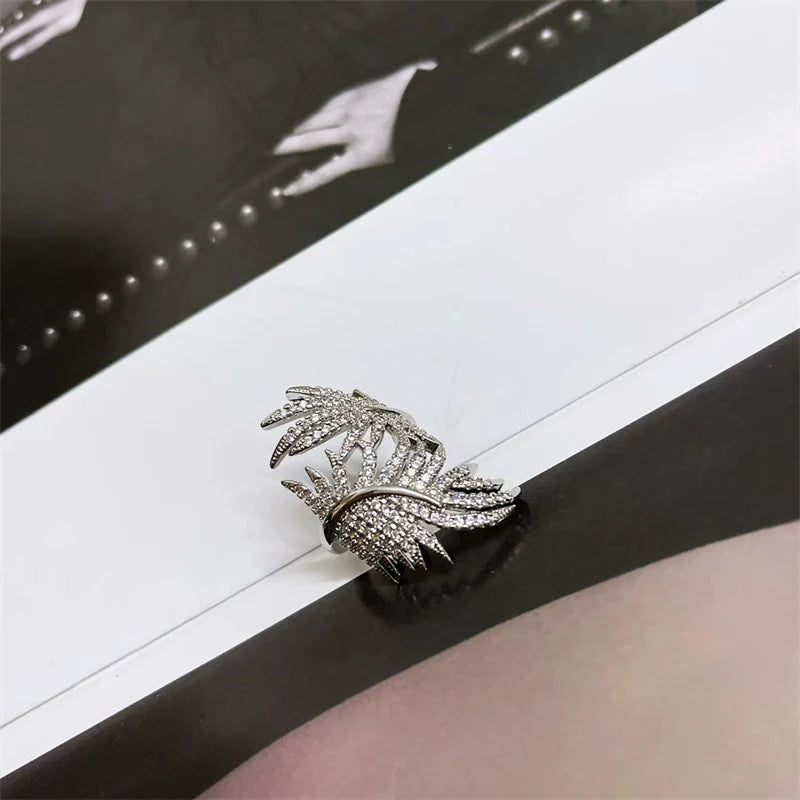 Pilar Zircon Feather Ring - Open One Size